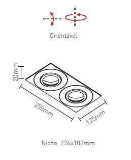Spot Face Plana Embutir Duplo Orientavel para 2 Lâmpadas Ar70 - Il - Bivolt Alumínio - 1
