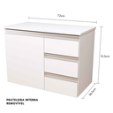 Ver imagem 3 de Balcão Móvel Gabinete Mdf para Banheiro com Tampo 70cm Direito