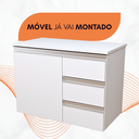 Ver imagem 4 de Balcão Móvel Gabinete Mdf para Banheiro com Tampo 70cm Direito