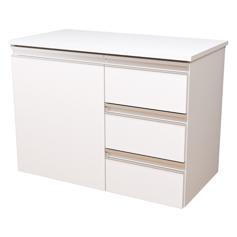 Balcão Móvel Gabinete Mdf para Banheiro com Tampo 70cm Direito