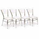 Ver imagem 4 de Cadeira Cozinha Reforço Cromada Assento Grosso Confortável Encosto Estofado Cor Branco Kit 4 Peças