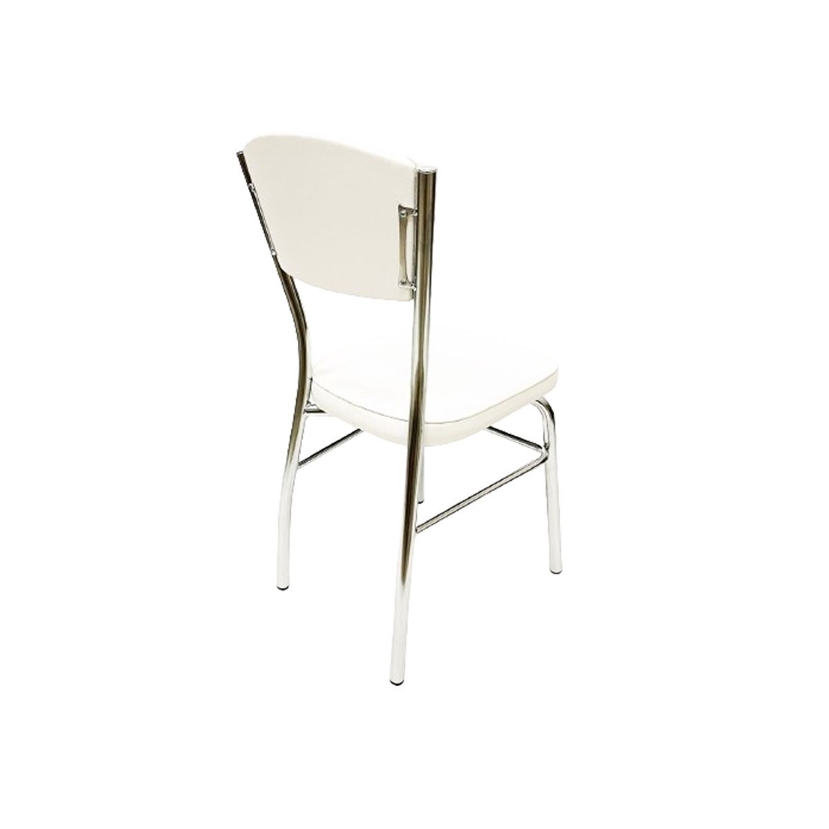 Cadeira Cozinha Reforço Cromada Assento Grosso Confortável Encosto Estofado Cor Branco Kit 4 Peç - 5