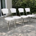 Ver imagem 7 de Cadeira Cozinha Reforço Cromada Assento Grosso Confortável Encosto Estofado Cor Branco Kit 4 Peças