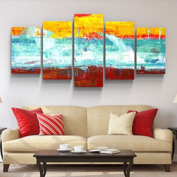 Quadros Decorativos Aquarela Mar Abstrato Sala Hall - 2