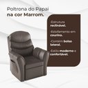 Ver imagem 2 de Poltrona Retrátil Decorativa Reclinável para Sala e Descanso Courino Marrom