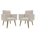 Ver imagem 2 de Kit 2 Cadeiras Recepção Poltrona Decorativa Escritório Bege