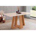 Ver imagem 1 de Mesa P/ Cozinha Lins Sc93 C/ Tampo Madeirado C/ Vidro Reto 160x90cm Nature/off White - Henn