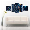 Ver imagem 1 de Quadro Decorativo Abstrato Arte Moderna Salas Interiores Mosaico 5 Peças Com Moldura