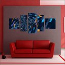 Ver imagem 3 de Quadro Decorativo Abstrato Arte Moderna Salas Interiores Mosaico 5 Peças Com Moldura