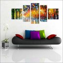 Ver imagem 1 de Quadro Decorativo Abstrato Arte Moderna Salas Interiores Mosaico 5 Peças Com Moldura