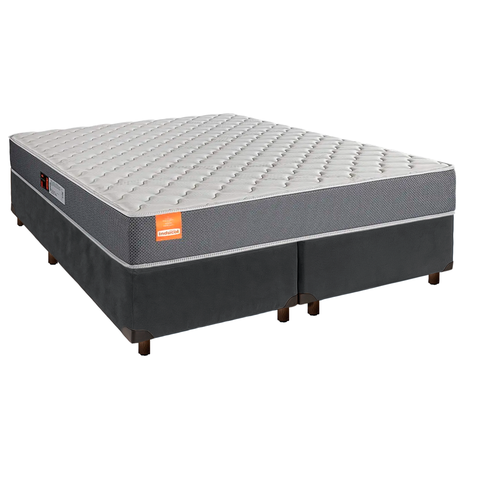 Cama + Box Cinza e Colchão D23 King - Pro Inducol