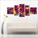 Ver imagem 1 de Quadro Decorativo Abstrato Arte Moderna Salas Interiores Mosaico 5 Peças Com Moldura
