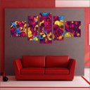 Ver imagem 2 de Quadro Decorativo Abstrato Arte Moderna Salas Interiores Mosaico 5 Peças Com Moldura