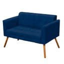 Ver imagem 2 de Conjunto Sofá Retrô 2 Lugares e 1 Poltrona Elisa Suede Azul Marinho - D'Rossi