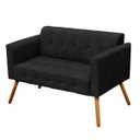Ver imagem 2 de Conjunto Sofá Retrô 2 Lugares e 1 Poltrona Elisa Suede Preto - D'Rossi