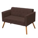 Ver imagem 2 de Conjunto Sofá Retrô 2 Lugares e 1 Poltrona Elisa Suede Marrom - D'Rossi