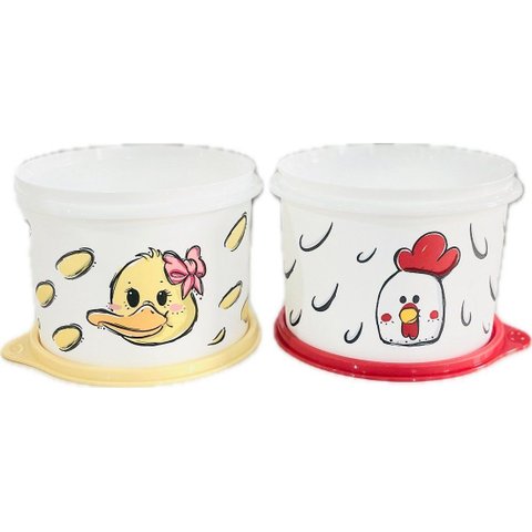 Tupperware Kit 2 Peças Potes Fazendinha Galinha E Patinha 1,1L Kit 2 Peças Potes Fazendinha Galinha 