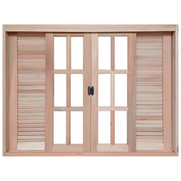Janela de Madeira Veneziana de Correr Reto Eucalipto Bat de 14 Cm Linha Pop-1.20(l)x1.00(a) - 6