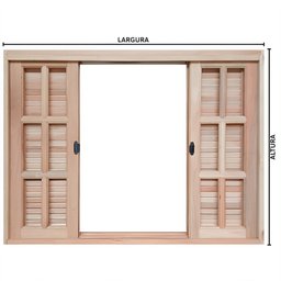 Janela de Madeira Veneziana de Correr Reto Eucalipto Bat de 14 Cm Linha Pop-1.20(l)x1.00(a) - 10