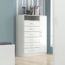 Ver imagem 1 de Cômoda Rack 1 Porta 6 Gavetas 1 Nicho Berlim Evidência Móveis