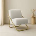 Ver imagem 1 de Poltrona Sala Decorativa Industrial Dourado Martina Bouclê Cinza K01 - D’Rossi