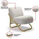 Ver imagem 3 de Poltrona Sala Decorativa Industrial Dourado Martina Bouclê Cinza K01 - D’Rossi