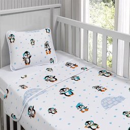 Jogo de Cama Tecebem Baby Malha Estampado Pinguim 3 Peças Kinder - 1
