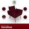 Poltrona para Sala e Quarto Decorativa Opala Suede Bordo - 3