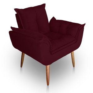 Poltrona para Sala e Quarto Decorativa Opala Suede Bordo