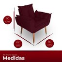 Ver imagem 5 de Poltrona para Sala e Quarto Decorativa Opala Suede Bordo