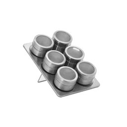 Porta Tempero Inox e Suporte com Imã 6 Peças - 1