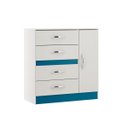 Ver imagem 1 de Cômoda 01 Porta 04 Gavetas 90x92x40 Branco/Azul 2009 MDP - Prime