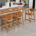 Ver imagem 6 de Kit 03 Banquetas Baixa Cozinha Sala de Jantar Bancada Cecília L02 Couríssimo Whisky - Lyam Decor