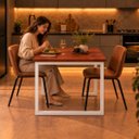 Ver imagem 4 de Mesa de Jantar Reforçada Industrial 130x70cm Tampo Vermelho Pés Branco