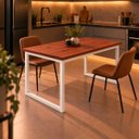 Ver imagem 2 de Mesa de Jantar Reforçada Industrial 130x70cm Tampo Vermelho Pés Branco