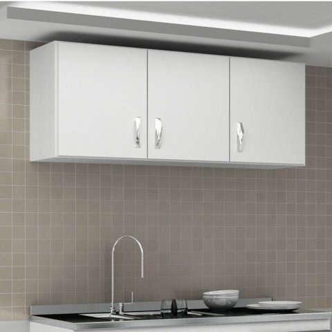 Armário Aéreo de Cozinha 3 Portas Carolina Branco