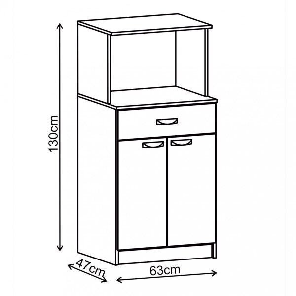 Armário Multiuso de Cozinha para Forno 2 Portas 1 Gaveta Dublim Evidência Móveis - 3