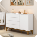 Ver imagem 7 de Quarto de Bebê Berço Evolution + Guarda Roupa 3 Portas + Cômoda Sapateira Elfe Branco com Colchão