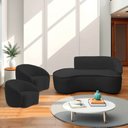 Ver imagem 1 de Kit Divã Recamier Orgânico Marrocos 180cm Lado Esquerdo e 2 Poltronas Amore Bouclé Preto