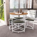 Ver imagem 1 de Mesa de Jantar Tampo Mdp Redondo 4 Bancos Estofados