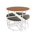 Ver imagem 2 de Mesa de Jantar Tampo Mdp Redondo 4 Bancos Estofados