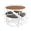 Ver imagem 3 de Mesa de Jantar Tampo MDP Redondo 4 Bancos Estofados Marrom/Canela/Branco Brilho