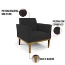 Ver imagem 3 de Sofá Namoradeira com 2 Poltronas Base de Madeira Fixa Castanho Marisa Veludo Preto D03 - D?rossi