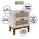 Ver imagem 2 de Mesa de Cabeceira Classica Criado Industrial Mdf Santorini 45 Cm com Tela Indiana Off White