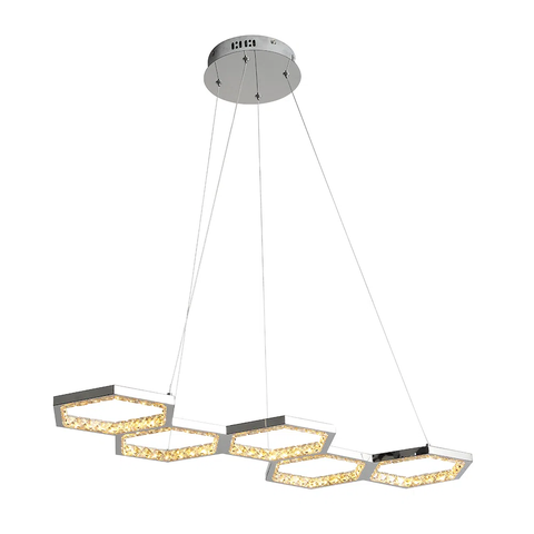 Pendente Colméia Cromado e Champanhe (c)90cm (l)30cm 1x54w 3000k 2700lm - Dw001