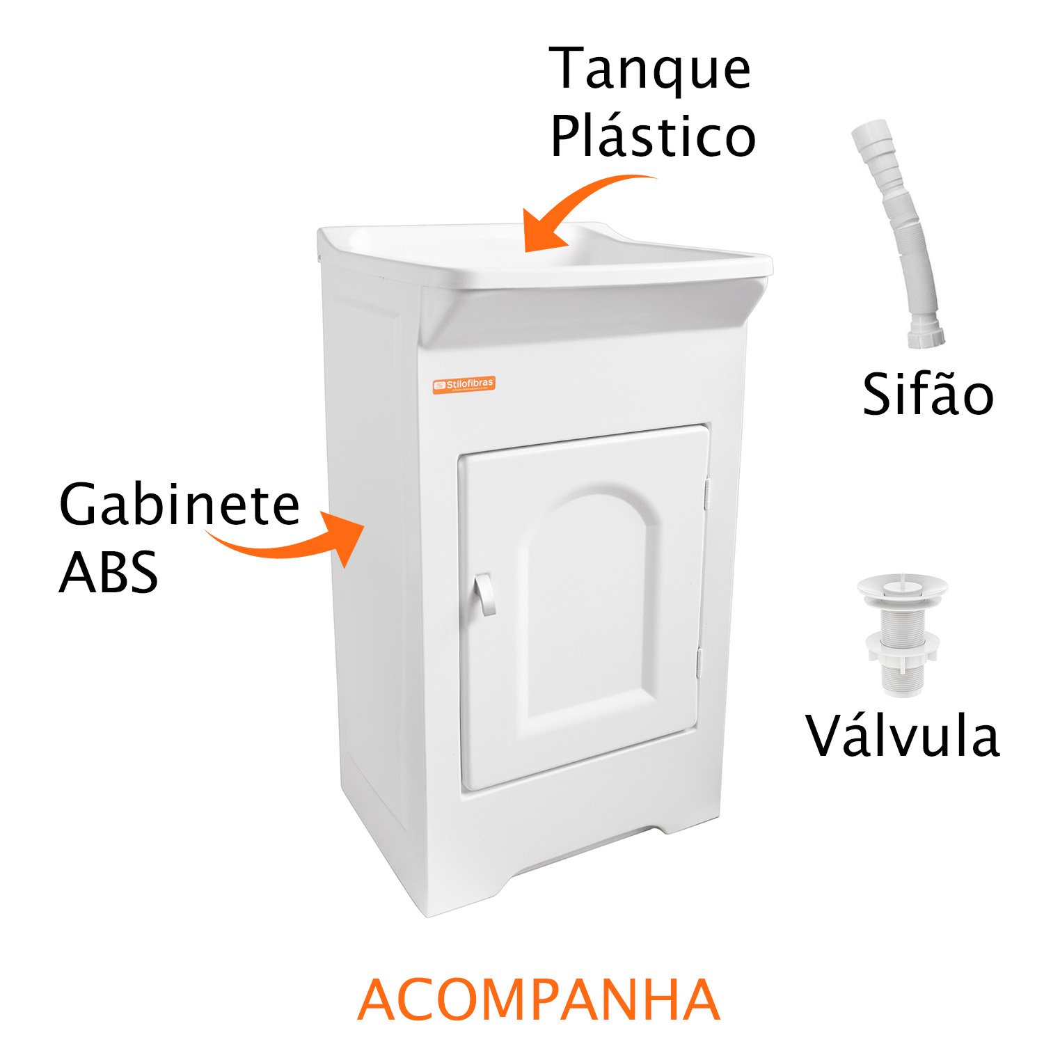 Gabinete de Lavanderia em Plastico Abs com Tanque Plástico 22 Litros - 4