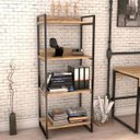 Ver imagem 2 de Kit Mesa Cavalete 135 cm com Estante 4 Prateleiras Estilo Industrial Form Carvalho - Lyam Decor