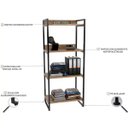 Ver imagem 6 de Kit Mesa Cavalete 135 cm com Estante 4 Prateleiras Estilo Industrial Form Carvalho - Lyam Decor