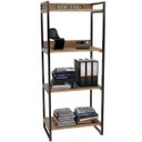 Ver imagem 4 de Kit Mesa Cavalete 135 cm com Estante 4 Prateleiras Estilo Industrial Form Carvalho - Lyam Decor