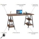 Ver mais imagens de Kit Mesa Cavalete 150 cm com Estante 3 Prateleiras Estilo Industrial Form Nogal - Lyam Decor